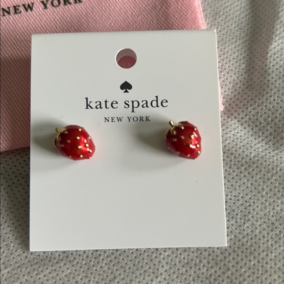 Kate Spade Picnic In The Park Strawberry Clutch Bag/ Stud Earrings Set - Picture 7 of 13
